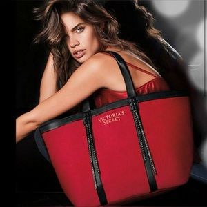 COPY - Victoria's Secret 2017 Red Studded tassels fringe  Tote Bag. Red canvas